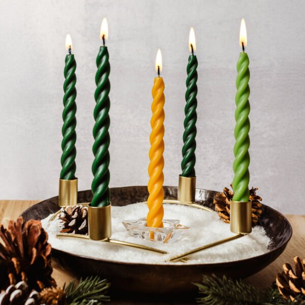 Hand-Dipped Advent Candles Set - Twisted Greens