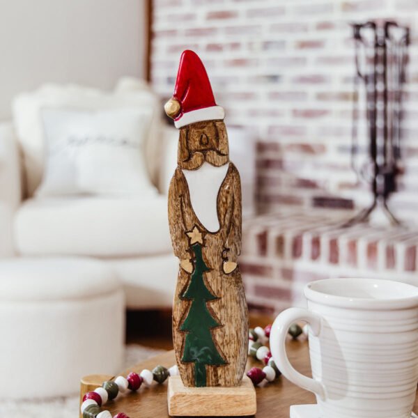 Hand-carved Wooden Standing Santa